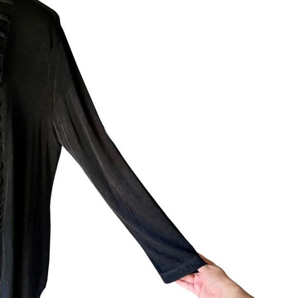 Chico’s Travelers Open Front Black Ruffle Cardigan Jacket Sweater Women Sz 3 XL - Picture 5 of 7